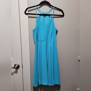 Express fit and flare dress in aqua blue
